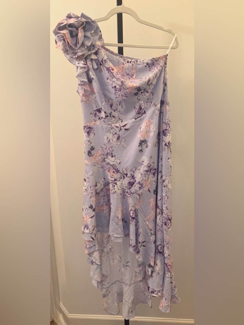 Grace Karin Lavender Floral One-Shoulder High-Low Dress - Picture 2 of 9
